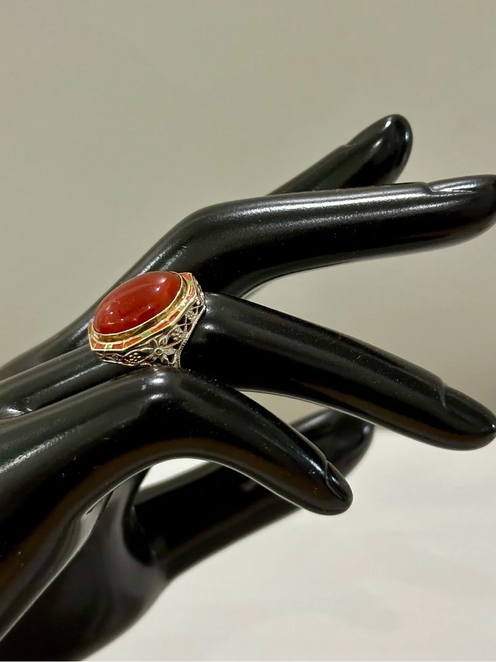 Vintage Carnelian 14kt Two Tone Statement Ring